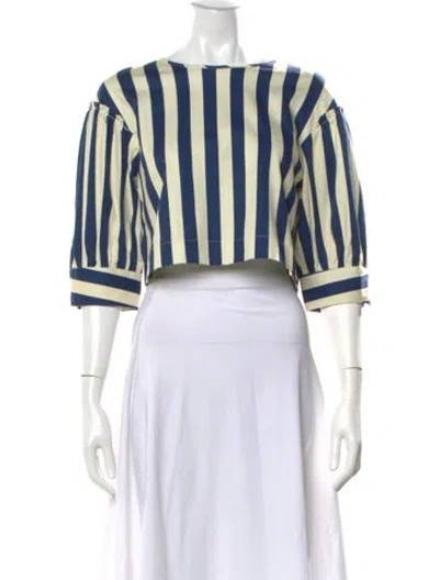 Pre-owned Solid & Striped Striped Scoop Neck Crop Top In Neutral