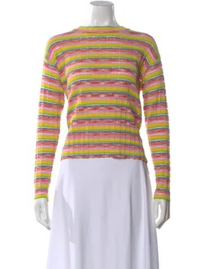 Pre-owned Solid & Striped Striped Scoop Neck Sweater In Pink