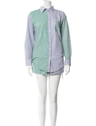 Pre-owned Solid & Striped Striped Short Set In Blue/green