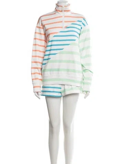 Pre-owned Solid & Striped Striped Short Set In White