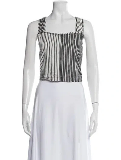 Pre-owned Solid & Striped Striped Square Neckline Crop Top In Blue