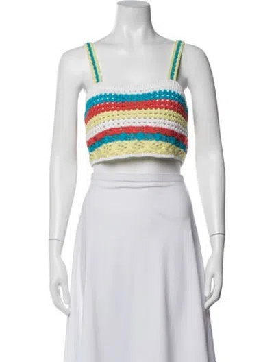 Pre-owned Solid & Striped Striped Square Neckline Crop Top In Blue