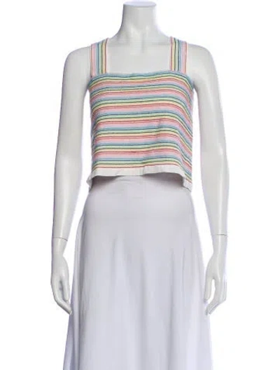 Pre-owned Solid & Striped Striped Square Neckline Crop Top In Pink