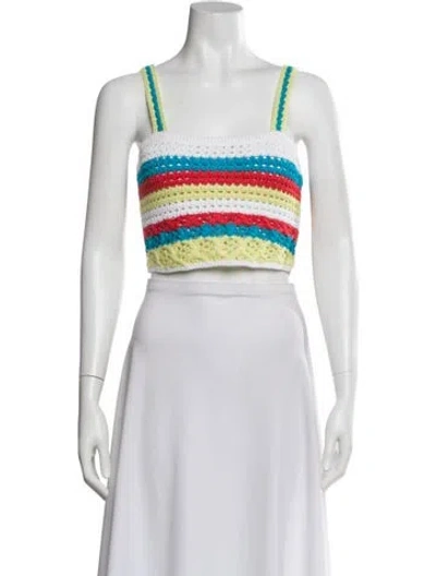 Pre-owned Solid & Striped Striped Square Neckline Crop Top In White