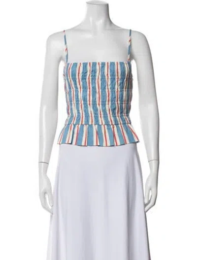Pre-owned Solid & Striped Striped Square Neckline Crop Top In White
