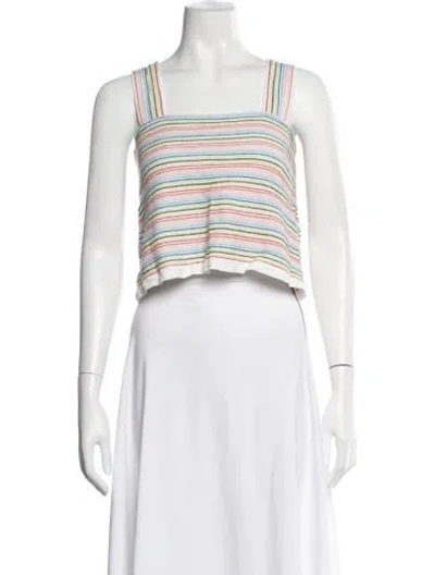 Pre-owned Solid & Striped Striped Square Neckline Crop Top In White