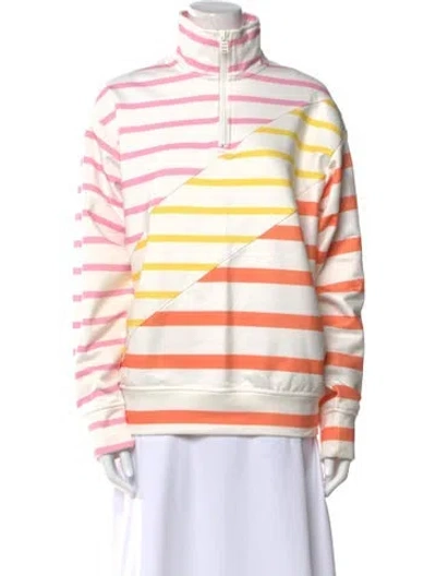 Pre-owned Solid & Striped Striped Turtleneck Sweatshirt In White