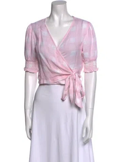 Pre-owned Solid & Striped Striped V-neck Crop Top W/ Tags In Pink