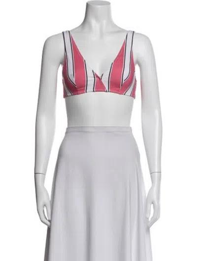 Pre-owned Solid & Striped Striped V-neck Sports Bra W/ Tags In Multicolor