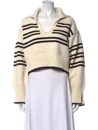 Pre-owned Solid & Striped Striped V-neck Sweater In Neutrals