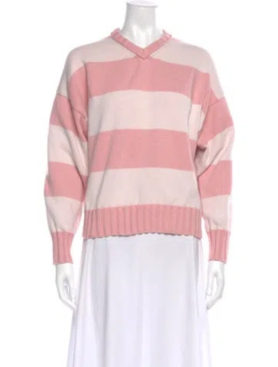 Pre-owned Solid & Striped Striped V-neck Sweatshirt In Pink