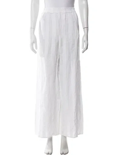 Pre-owned Solid & Striped Striped Wide Leg Pants In White