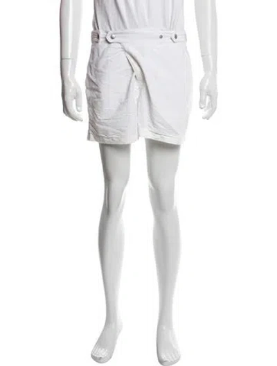 Pre-owned Solid & Striped Swim Trunks In White