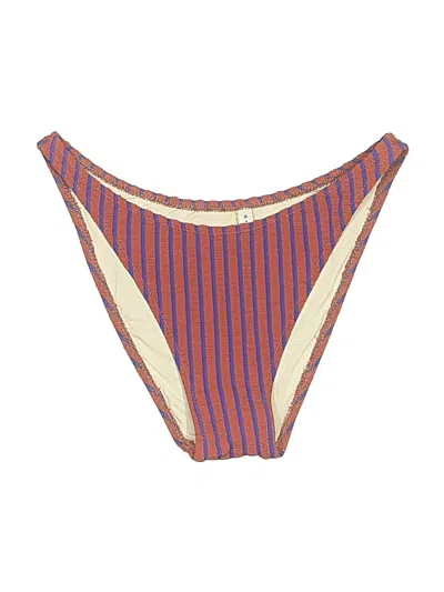 Pre-owned Solid & Striped Swimsuit Bottoms In Burgundy