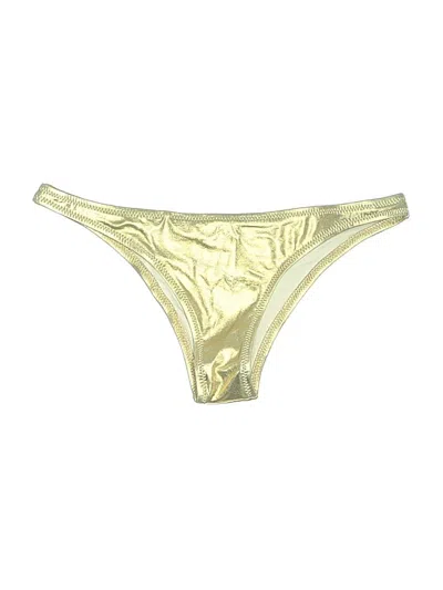 Pre-owned Solid & Striped Swimsuit Bottoms In Gold