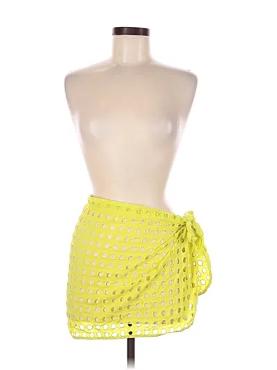 Pre-owned Solid & Striped Swimsuit Cover Up In Yellow