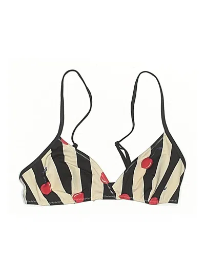 Pre-owned Solid & Striped Swimsuit Top Black Animal Print Pattern Swimwear