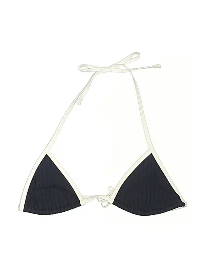 Pre-owned Solid & Striped Swimsuit Top Black Chevron/herringbone Pattern Swimwear