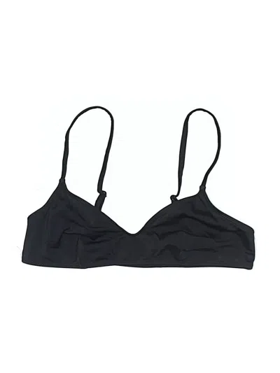 Pre-owned Solid & Striped Swimsuit Top Black Solid Pattern Swimwear