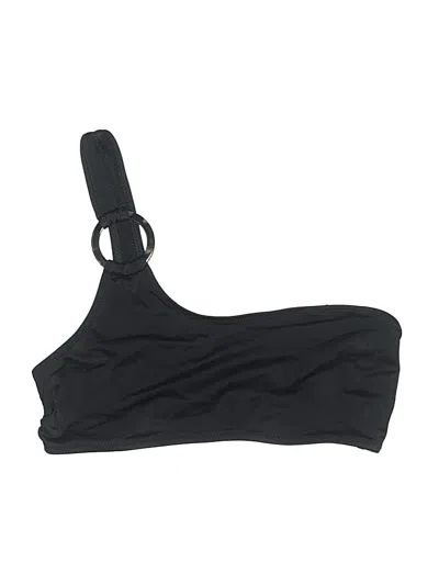 Pre-owned Solid & Striped Swimsuit Top Black Solid Pattern Swimwear