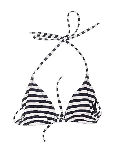 Pre-owned Solid & Striped Swimsuit Top Black Stripes Pattern Swimwear