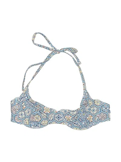 Pre-owned Solid & Striped Swimsuit Top Blue Paisley Pattern Swimwear
