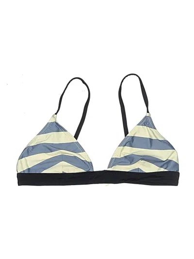 Pre-owned Solid & Striped Swimsuit Top Blue Stripes Pattern Swimwear