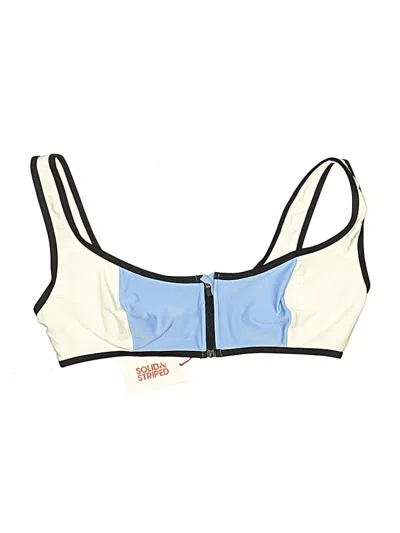 Pre-owned Solid & Striped Swimsuit Top Blue Swimwear