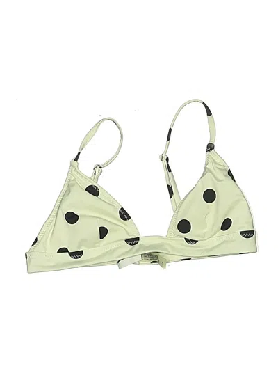 Pre-owned Solid & Striped Swimsuit Top Green Polka Dots Pattern Swimwear