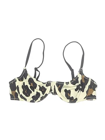 Pre-owned Solid & Striped Swimsuit Top Ivory Camo Pattern Swimwear