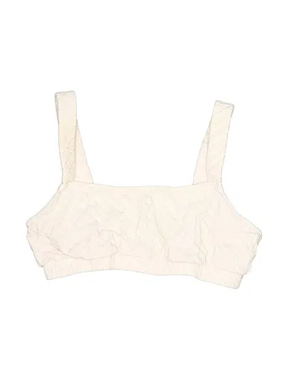 Pre-owned Solid & Striped Swimsuit Top Ivory Swimwear
