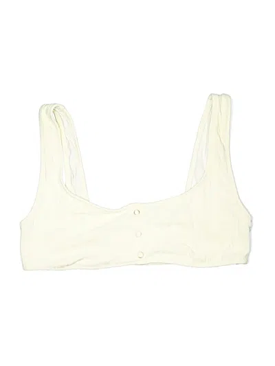 Pre-owned Solid & Striped Swimsuit Top Ivory Swimwear