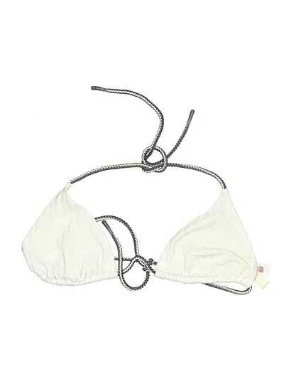Pre-owned Solid & Striped Swimsuit Top Ivory Swimwear