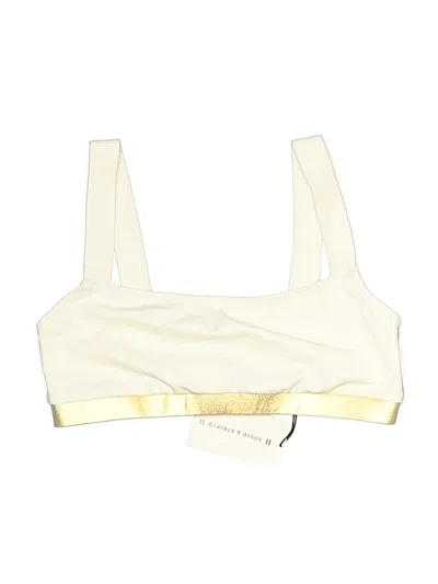 Pre-owned Solid & Striped Swimsuit Top Ivory Swimwear