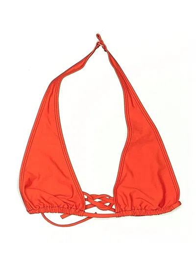 Pre-owned Solid & Striped Swimsuit Top Orange Solid Pattern Swimwear