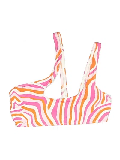 Pre-owned Solid & Striped Swimsuit Top Pink Print Pattern Swimwear