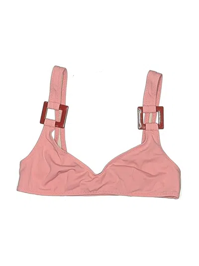 Pre-owned Solid & Striped Swimsuit Top Pink Swimwear