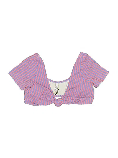 Pre-owned Solid & Striped Swimsuit Top Pink Swimwear