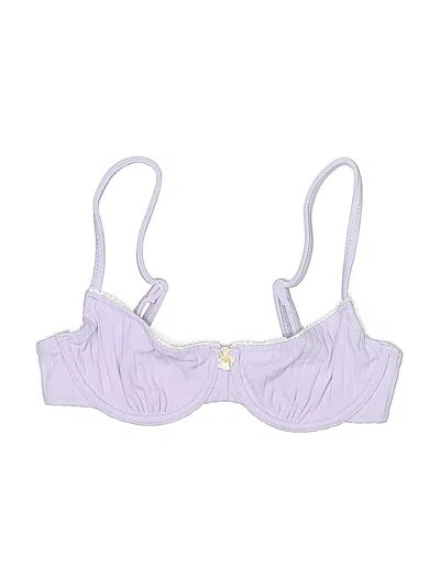 Pre-owned Solid & Striped Swimsuit Top Purple Swimwear