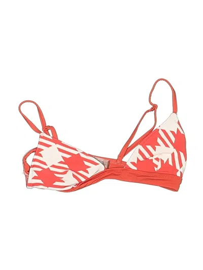 Pre-owned Solid & Striped Swimsuit Top Red Graphic Pattern Swimwear