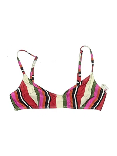 Pre-owned Solid & Striped Swimsuit Top Red Print Pattern Swimwear