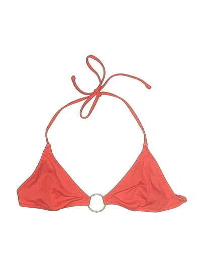 Pre-owned Solid & Striped Swimsuit Top Red Solid Pattern Swimwear