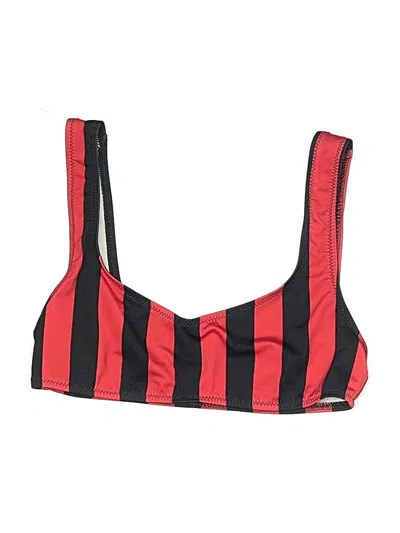 Pre-owned Solid & Striped Swimsuit Top Red Stripes Pattern Swimwear