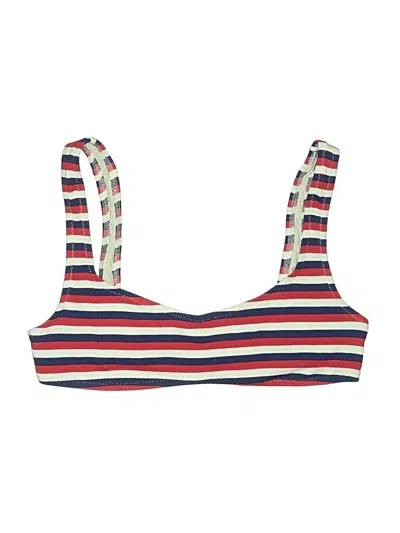 Pre-owned Solid & Striped Swimsuit Top Red Stripes Pattern Swimwear