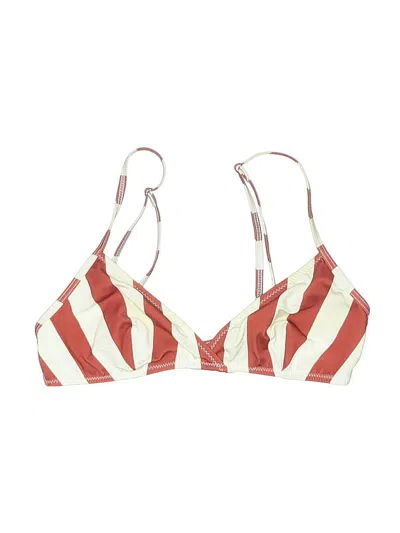 Pre-owned Solid & Striped Swimsuit Top Red Stripes Pattern Swimwear