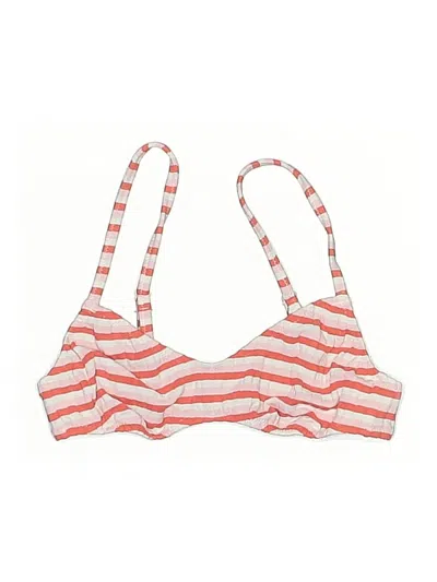 Pre-owned Solid & Striped Swimsuit Top Red Stripes Pattern Swimwear