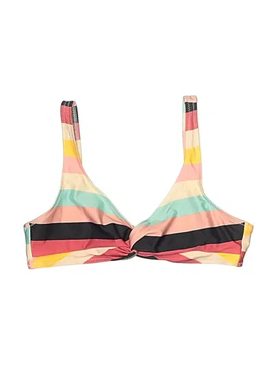 Pre-owned Solid & Striped Swimsuit Top Tan Print Pattern Swimwear In Brown