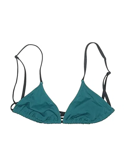 Pre-owned Solid & Striped Swimsuit Top Teal Swimwear