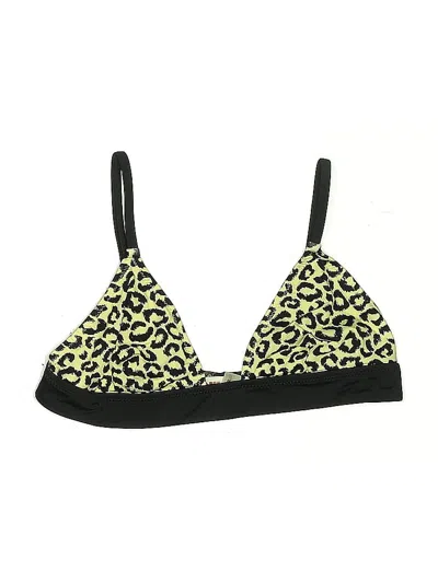 Pre-owned Solid & Striped Swimsuit Top Yellow Animal Print Pattern Swimwear