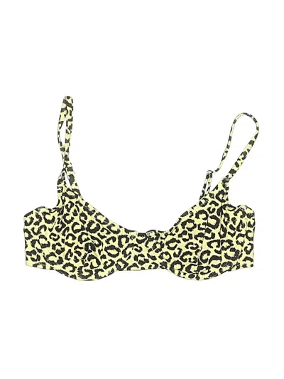 Pre-owned Solid & Striped Swimsuit Top Yellow Animal Print Pattern Swimwear